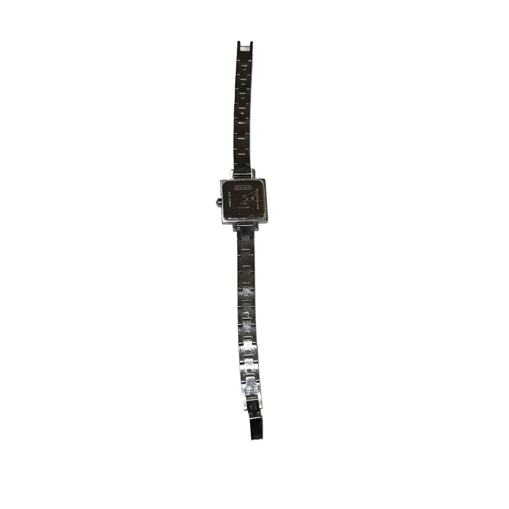 Coach Silver Tone Petite Square Link Watch 0821 New Battery - Picture 4 of 6
